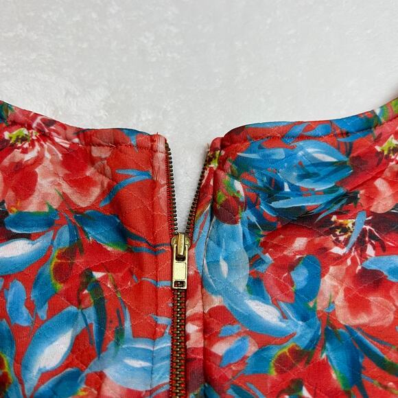 Romeo & Juliet Couture Crewneck Tropical Print Quilted Scuba Mini Dress Size Med - Picture 5 of 9